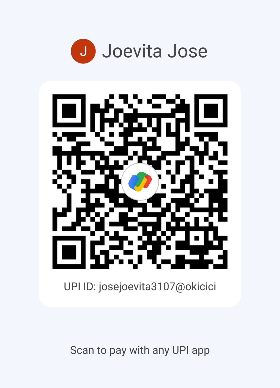 UPI QR code to pay AboveFL360 (Joevita Jose Thomas)